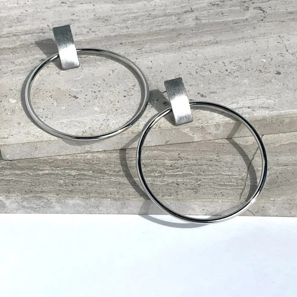 NEW~ Anthropologie Limitless Silver Hoop Earrings